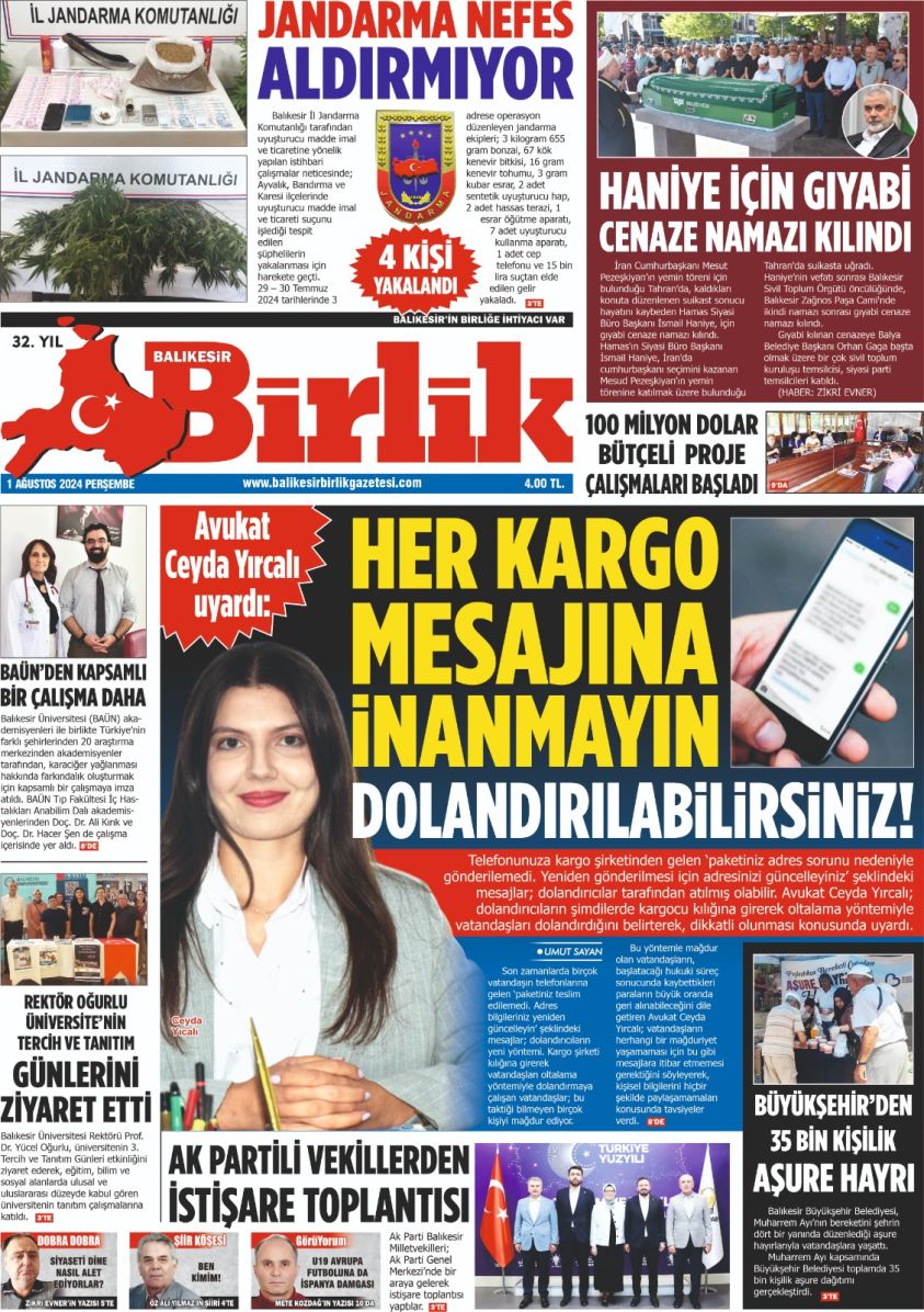 1 AĞUSTOS BİRLİK 1. SAYFA