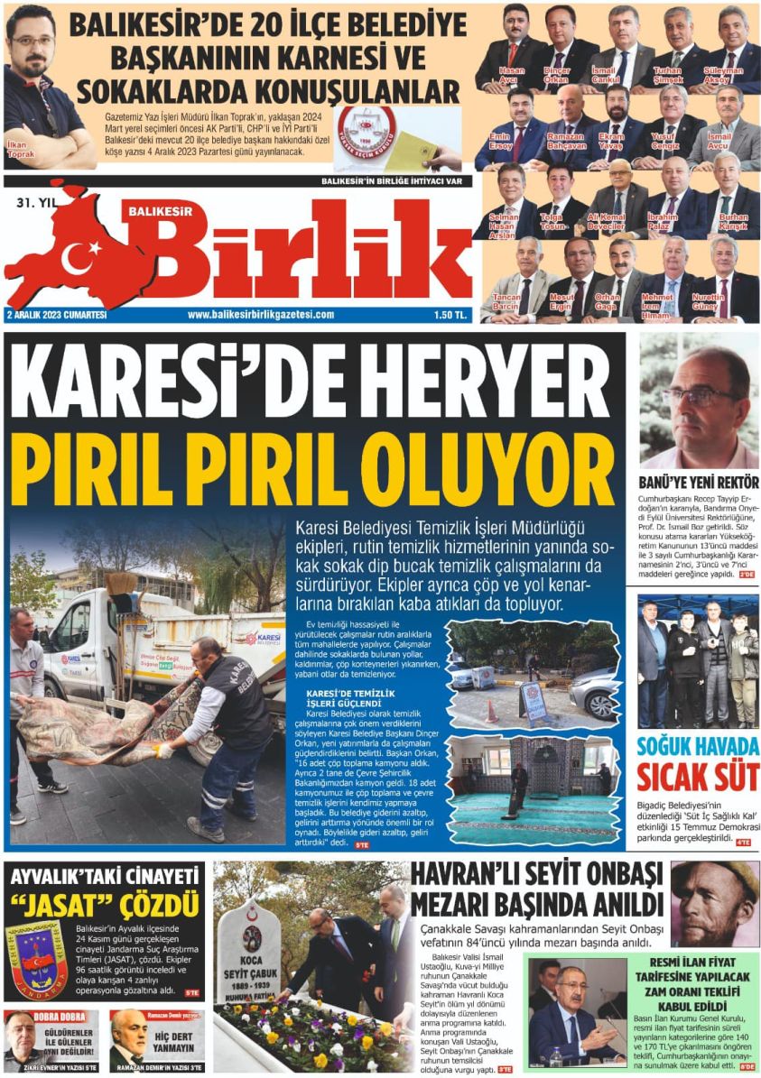 2 ARALIK 1. SAYFA