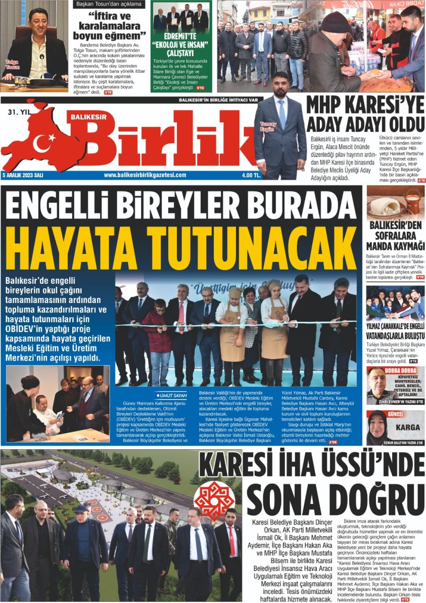 5 ARALIK BİRLİK 1. SAYFA