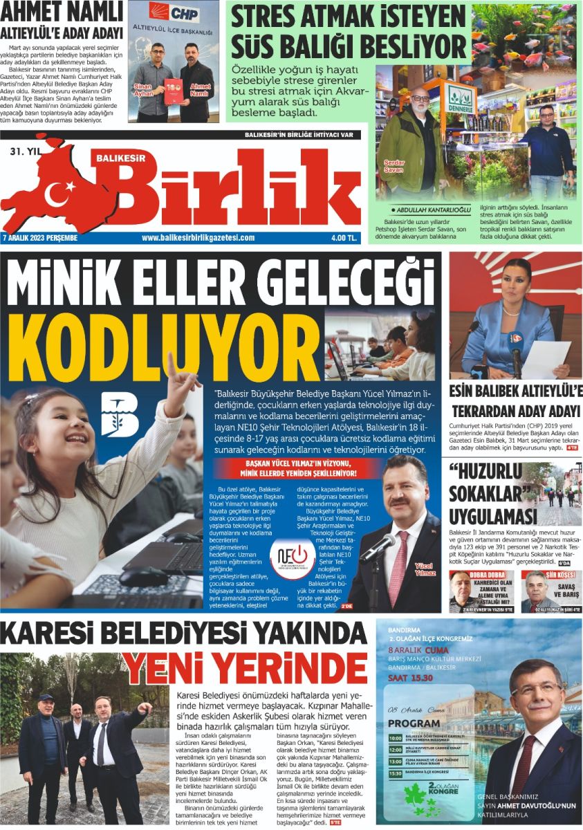 7 ARALIK BİRİK 1. SAYFA