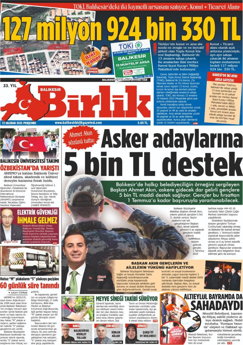 12 HAZİRAN BİRLİK 1. SAYFA