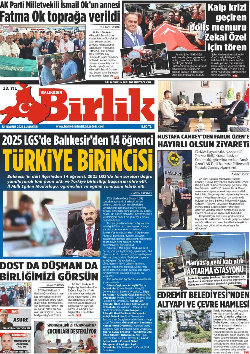 12 TEMMUZ BİRLİK 1. SAYFA