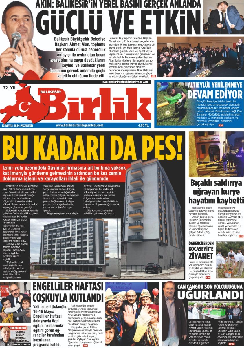 13 MAYIS BİRLİK 1. SAYFA