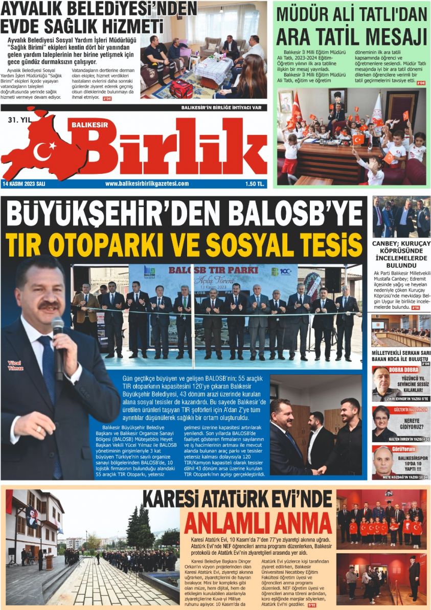 14 KASIM BİRLİK 1. SAYFA