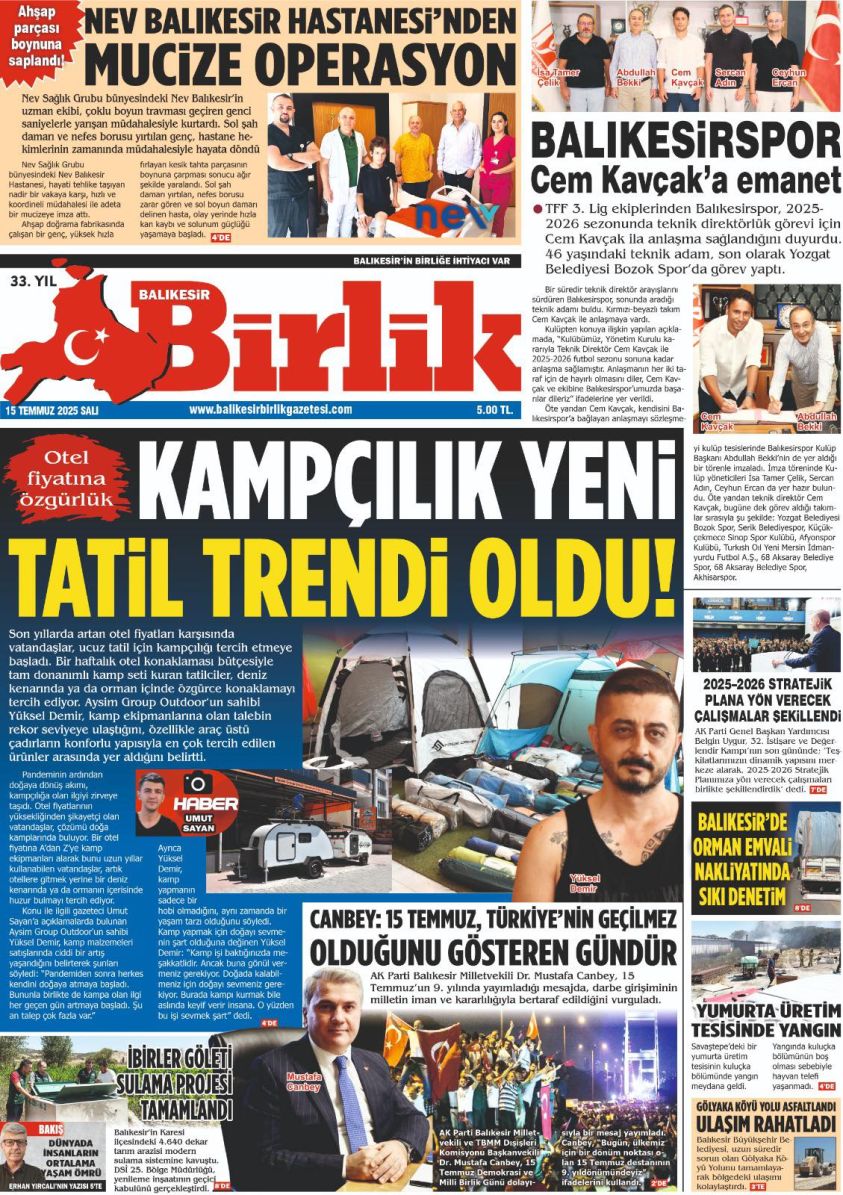 15 TEMMUZ BİRLİK 1. SAYFA