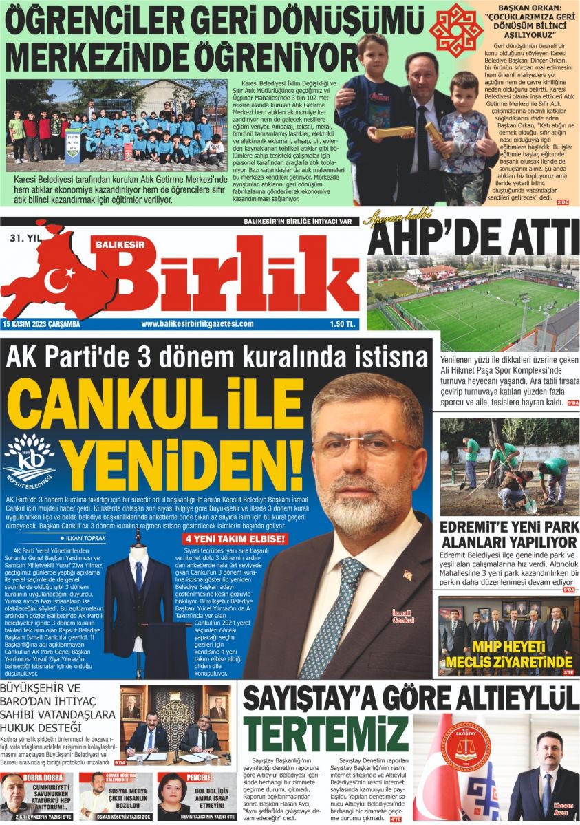 15 KASIM BİRLİK 1. SAYFA