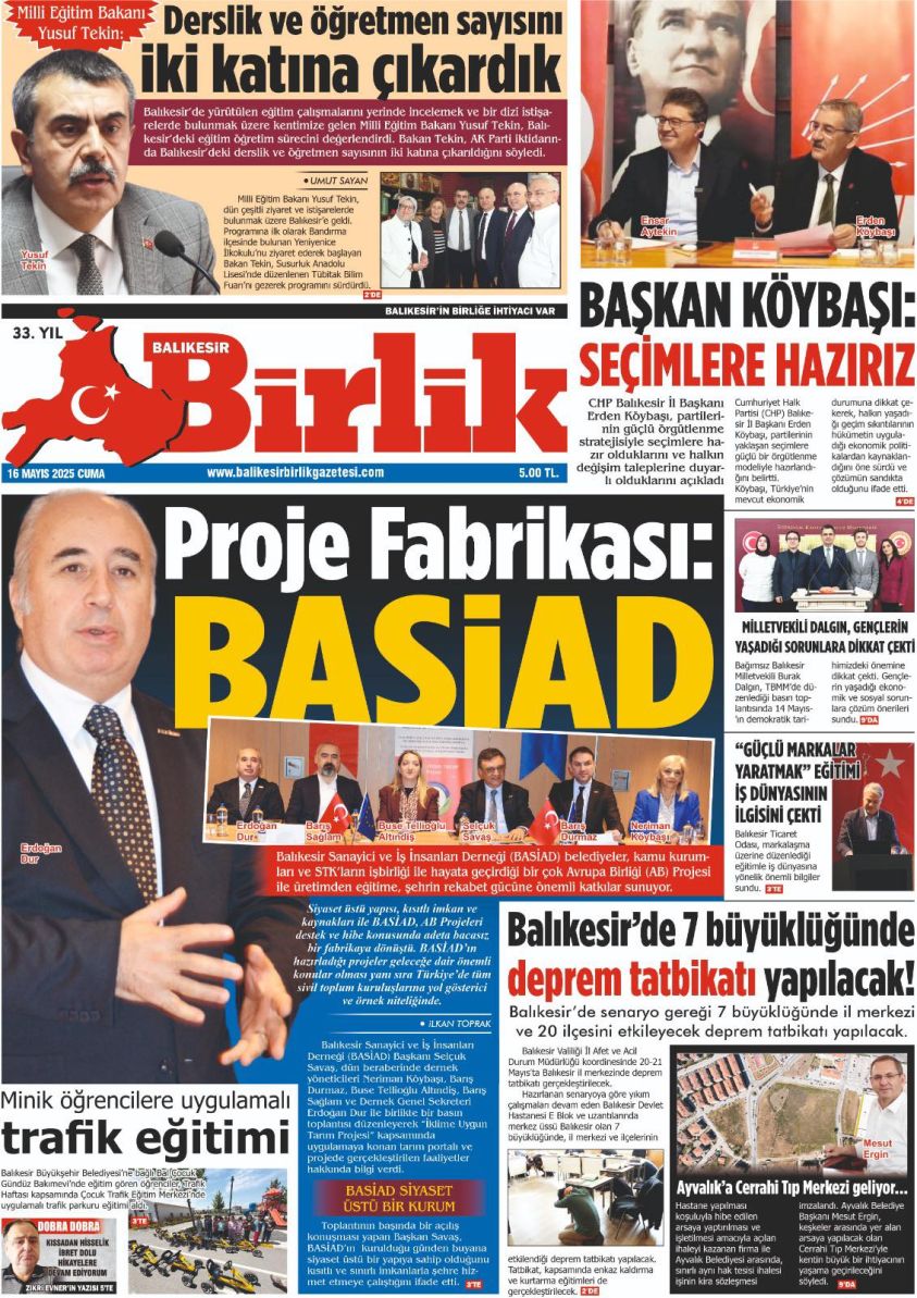 16 MAYIS BİRLİK 1.SAYFA