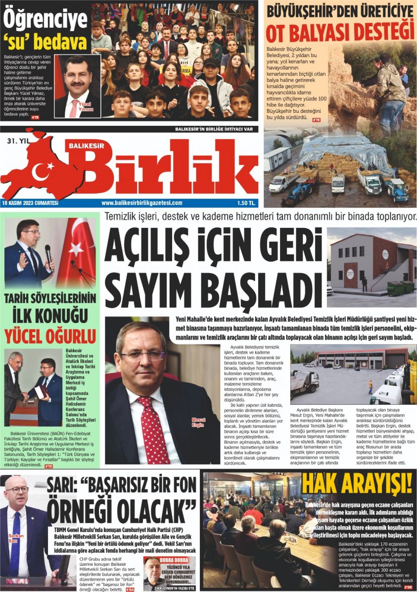 18 EKİM BİRLİK 1. SAYFA