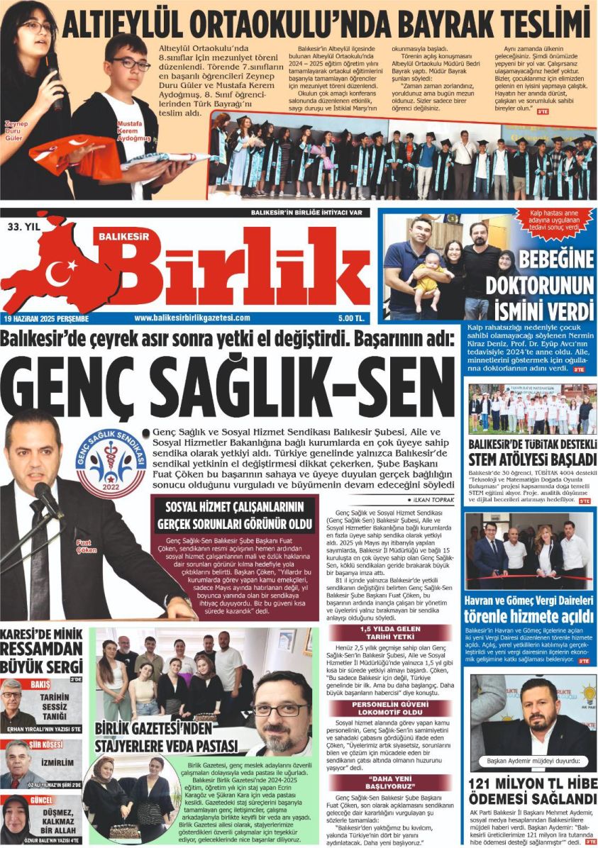 19 HAZİRAN BİRLİK 1. SAYFA