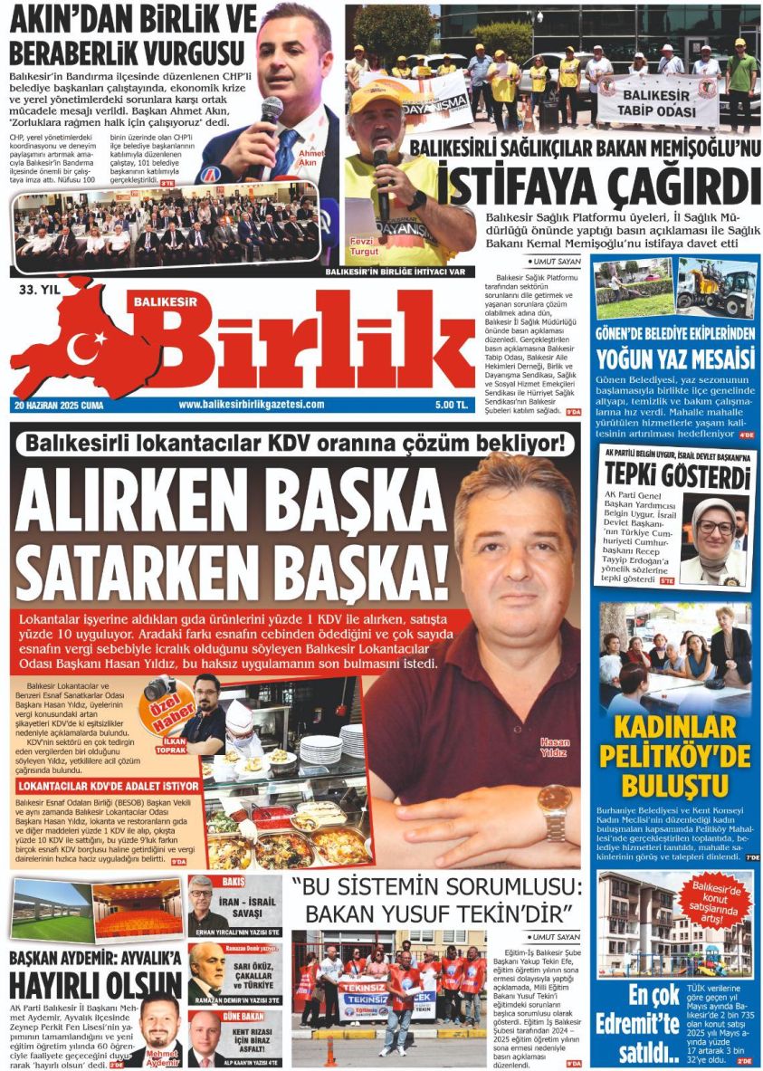 20 HAZİRAN BİRLİK 1. SAYFA