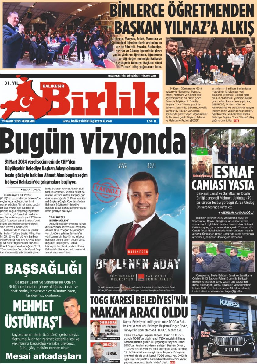 23 KASIM BİRLİK 1. SAYFA