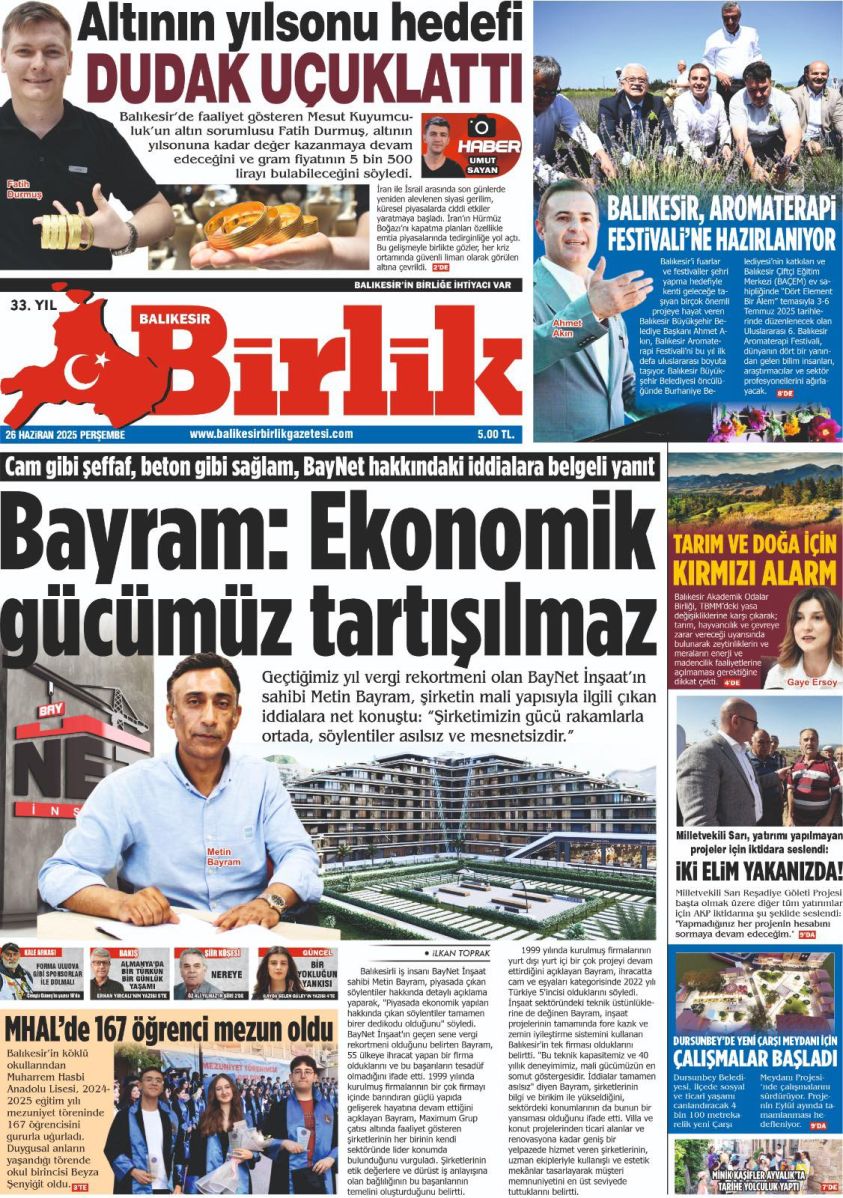 26 HAZİRAN BİRLİK 1. SAYFA