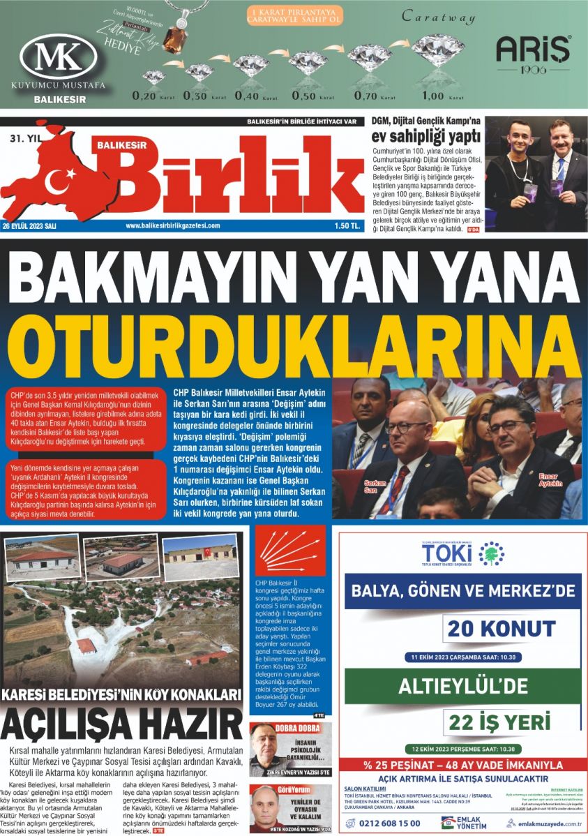 26 EYLÜL BİRLİK 1. SAYFA