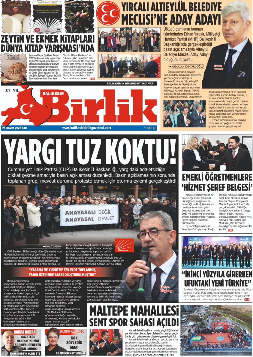 28 KASIM BİRLİK 1. SAYFA