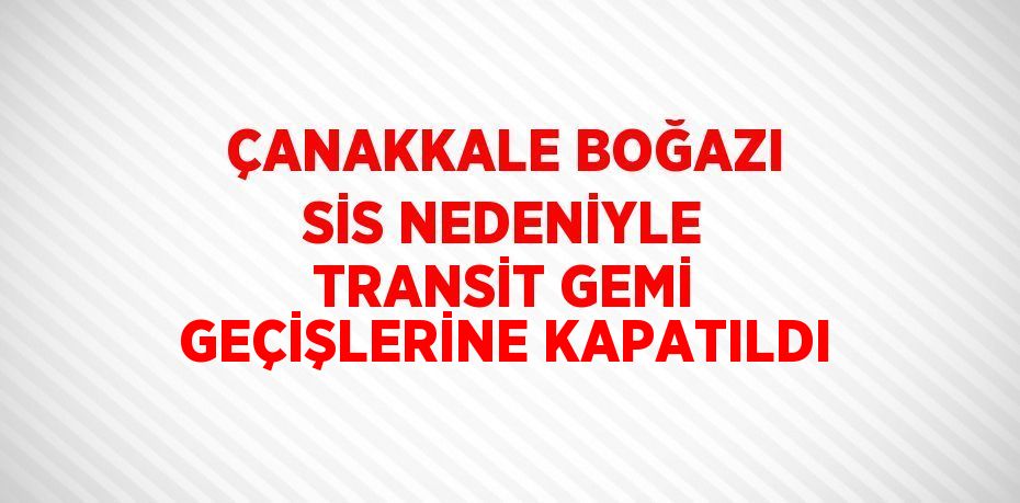 ÇANAKKALE BOĞAZI SİS NEDENİYLE TRANSİT GEMİ GEÇİŞLERİNE KAPATILDI