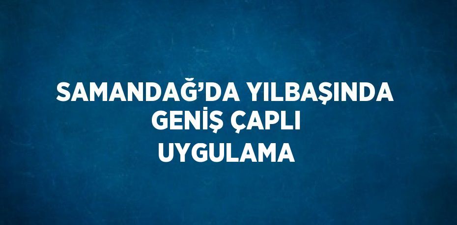 SAMANDAĞ’DA YILBAŞINDA GENİŞ ÇAPLI UYGULAMA