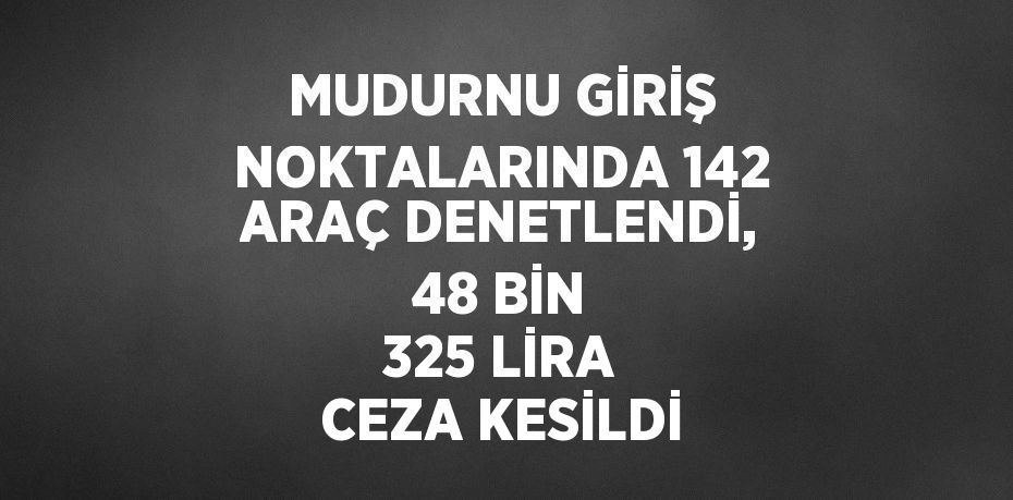 MUDURNU GİRİŞ NOKTALARINDA 142 ARAÇ DENETLENDİ, 48 BİN 325 LİRA CEZA KESİLDİ