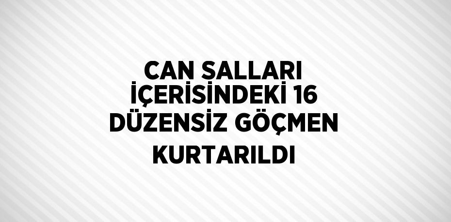 CAN SALLARI İÇERİSİNDEKİ 16 DÜZENSİZ GÖÇMEN KURTARILDI