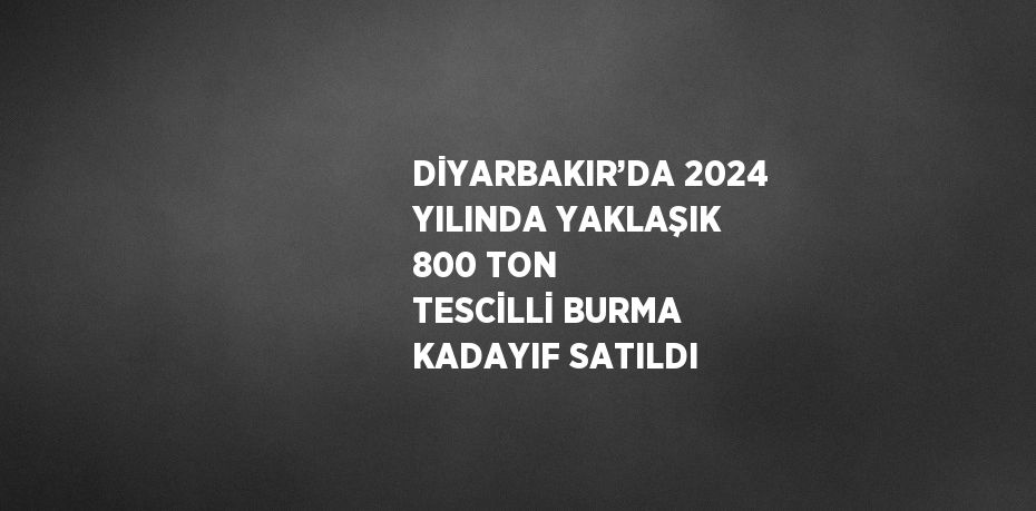 DİYARBAKIR’DA 2024 YILINDA YAKLAŞIK 800 TON TESCİLLİ BURMA KADAYIF SATILDI