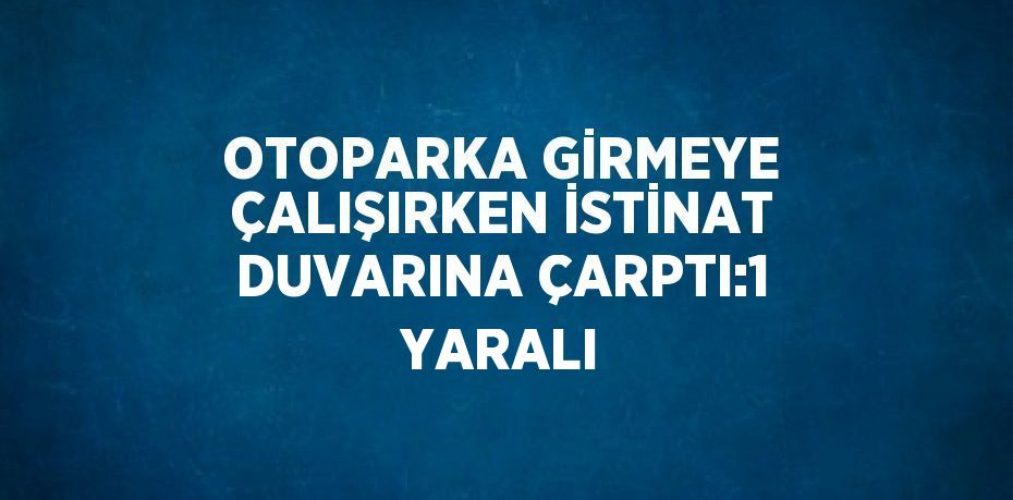 OTOPARKA GİRMEYE ÇALIŞIRKEN İSTİNAT DUVARINA ÇARPTI:1 YARALI