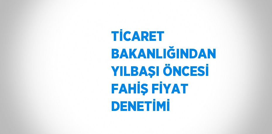 TİCARET BAKANLIĞINDAN YILBAŞI ÖNCESİ FAHİŞ FİYAT DENETİMİ