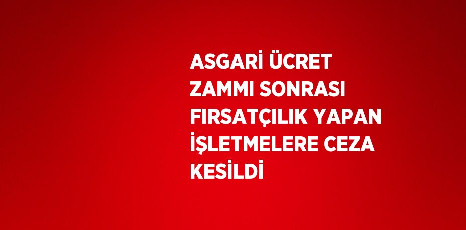 ASGARİ ÜCRET ZAMMI SONRASI FIRSATÇILIK YAPAN İŞLETMELERE CEZA KESİLDİ