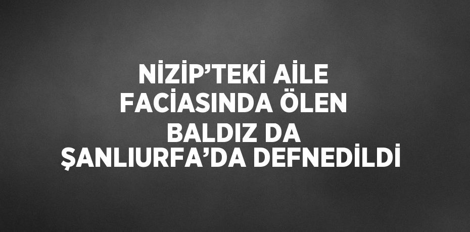 NİZİP’TEKİ AİLE FACİASINDA ÖLEN BALDIZ DA ŞANLIURFA’DA DEFNEDİLDİ