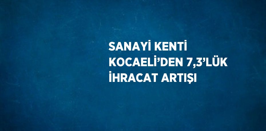 SANAYİ KENTİ KOCAELİ’DEN 7,3’LÜK İHRACAT ARTIŞI