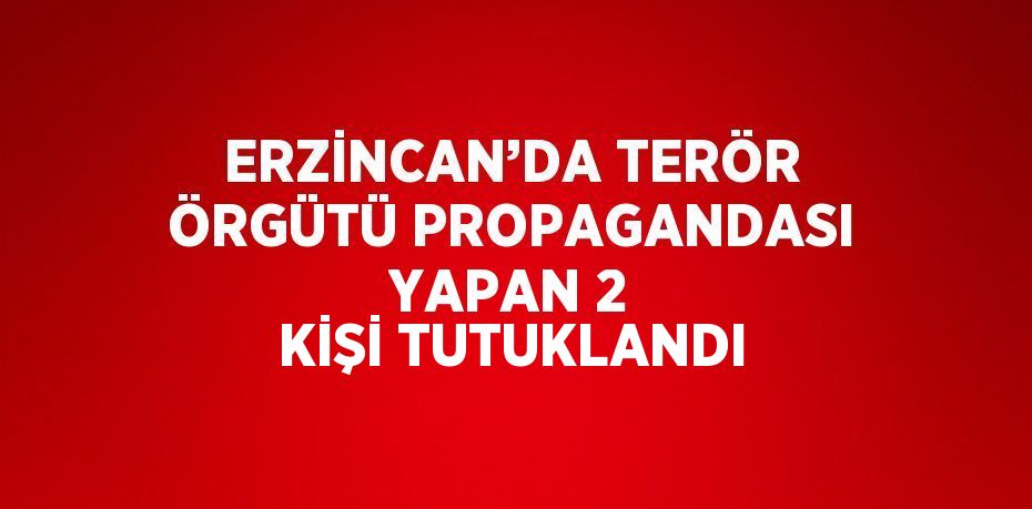 ERZİNCAN’DA TERÖR ÖRGÜTÜ PROPAGANDASI YAPAN 2 KİŞİ TUTUKLANDI