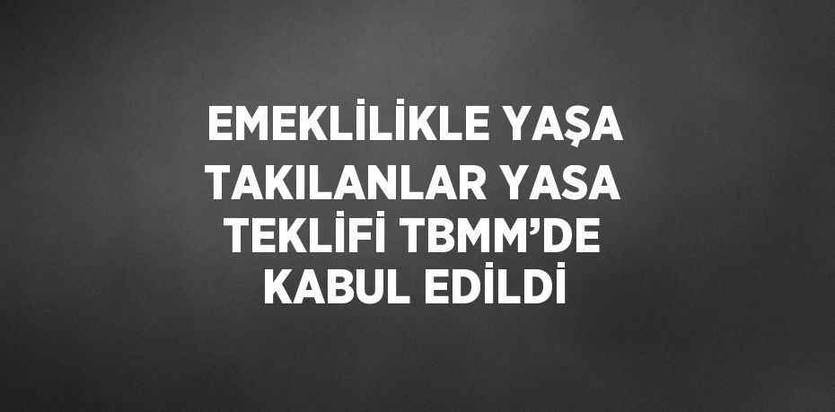 EMEKLİLİKLE YAŞA TAKILANLAR YASA TEKLİFİ TBMM’DE KABUL EDİLDİ