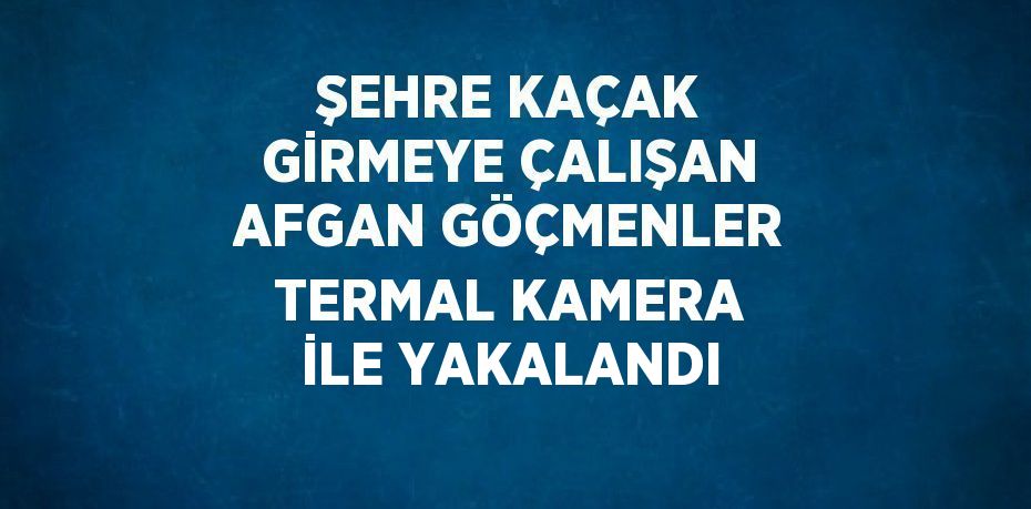 ŞEHRE KAÇAK GİRMEYE ÇALIŞAN AFGAN GÖÇMENLER TERMAL KAMERA İLE YAKALANDI