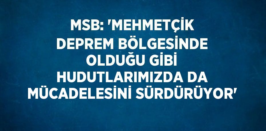 MSB: 'MEHMETÇİK DEPREM BÖLGESİNDE OLDUĞU GİBİ HUDUTLARIMIZDA DA MÜCADELESİNİ SÜRDÜRÜYOR'