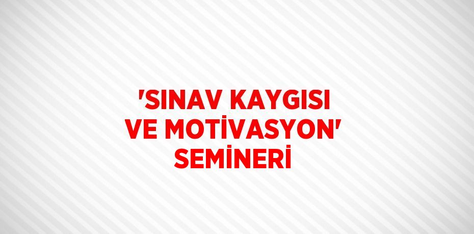 'SINAV KAYGISI VE MOTİVASYON' SEMİNERİ