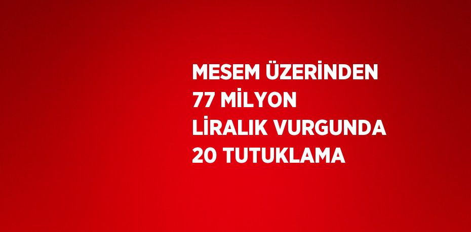 MESEM ÜZERİNDEN 77 MİLYON LİRALIK VURGUNDA 20 TUTUKLAMA