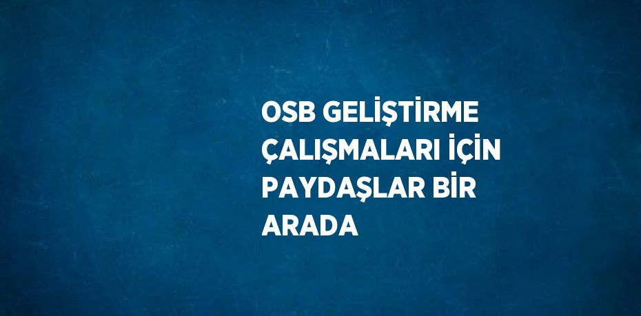 OSB GELİŞTİRME ÇALIŞMALARI İÇİN PAYDAŞLAR BİR ARADA