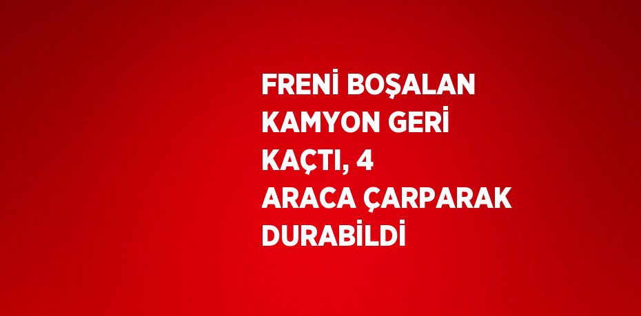 FRENİ BOŞALAN KAMYON GERİ KAÇTI, 4 ARACA ÇARPARAK DURABİLDİ