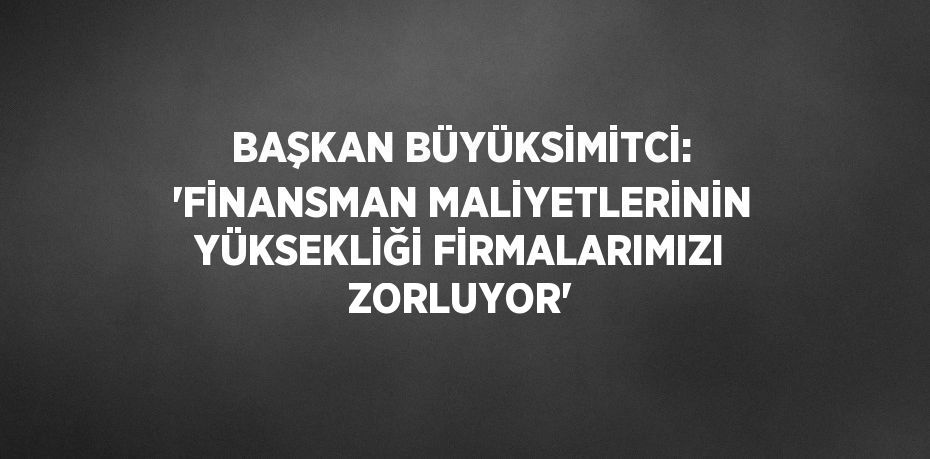 BAŞKAN BÜYÜKSİMİTCİ: 'FİNANSMAN MALİYETLERİNİN YÜKSEKLİĞİ FİRMALARIMIZI ZORLUYOR'