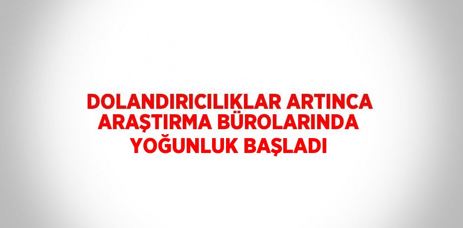 DOLANDIRICILIKLAR ARTINCA ARAŞTIRMA BÜROLARINDA YOĞUNLUK BAŞLADI