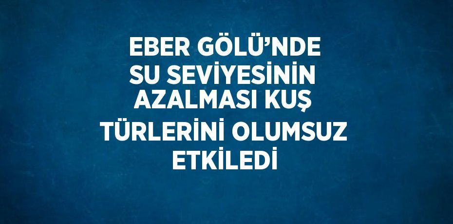 EBER GÖLÜ’NDE SU SEVİYESİNİN AZALMASI KUŞ TÜRLERİNİ OLUMSUZ ETKİLEDİ