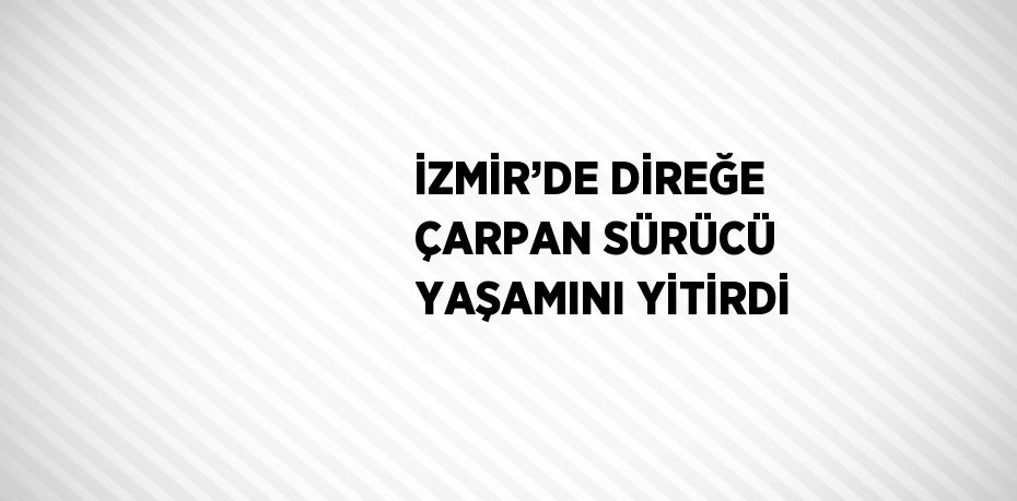İZMİR’DE DİREĞE ÇARPAN SÜRÜCÜ YAŞAMINI YİTİRDİ