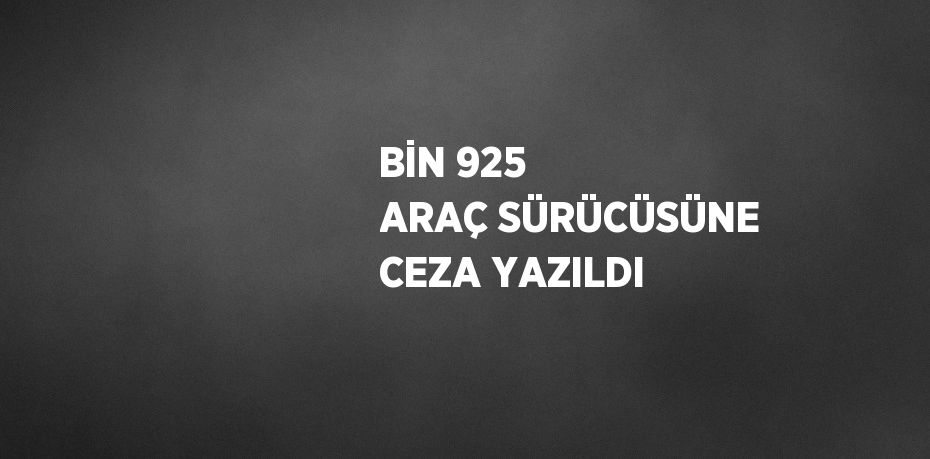 BİN 925 ARAÇ SÜRÜCÜSÜNE CEZA YAZILDI