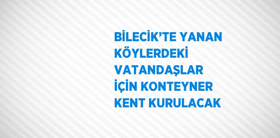 BİLECİK’TE YANAN KÖYLERDEKİ VATANDAŞLAR İÇİN KONTEYNER KENT KURULACAK