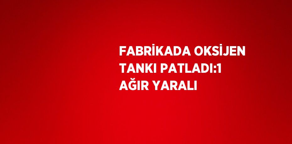 FABRİKADA OKSİJEN TANKI PATLADI:1 AĞIR YARALI
