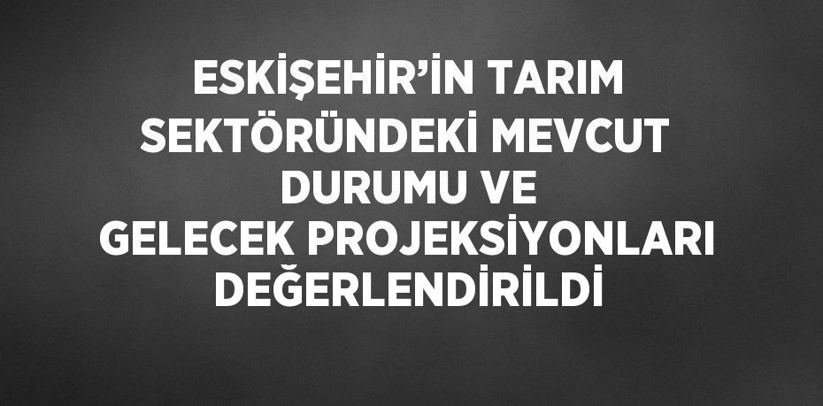 ESKİŞEHİR’İN TARIM SEKTÖRÜNDEKİ MEVCUT DURUMU VE GELECEK PROJEKSİYONLARI DEĞERLENDİRİLDİ