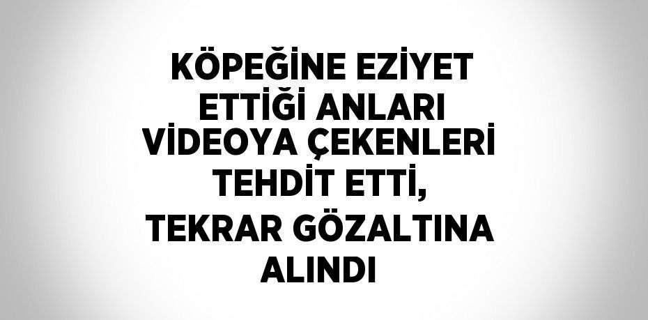 KÖPEĞİNE EZİYET ETTİĞİ ANLARI VİDEOYA ÇEKENLERİ TEHDİT ETTİ, TEKRAR GÖZALTINA ALINDI