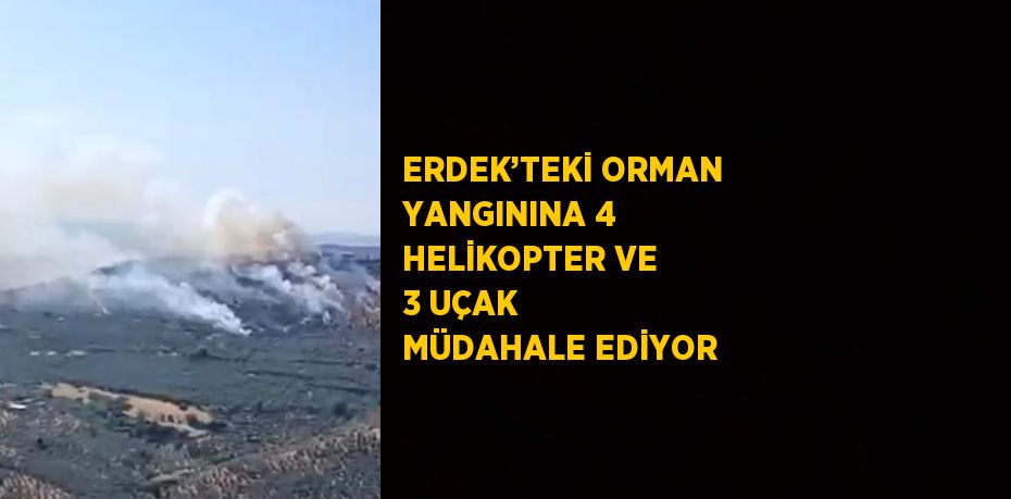 ERDEK’TEKİ ORMAN YANGININA 4 HELİKOPTER VE 3 UÇAK MÜDAHALE EDİYOR