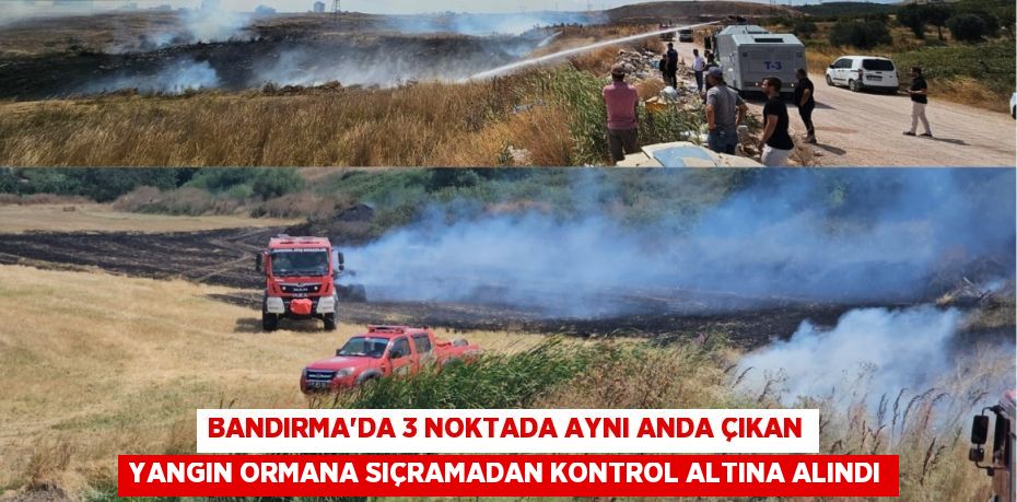 BANDIRMA'DA 3 NOKTADA AYNI ANDA ÇIKAN YANGIN ORMANA SIÇRAMADAN KONTROL ALTINA ALINDI
