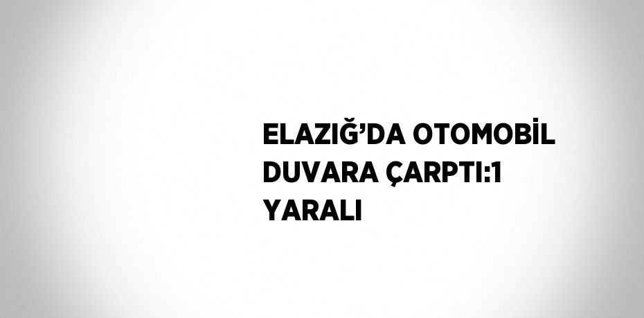 ELAZIĞ’DA OTOMOBİL DUVARA ÇARPTI:1 YARALI