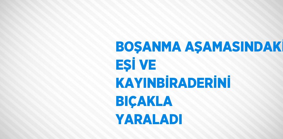 BOŞANMA AŞAMASINDAKİ EŞİ VE KAYINBİRADERİNİ BIÇAKLA YARALADI