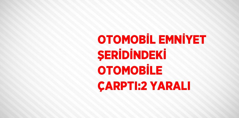 OTOMOBİL EMNİYET ŞERİDİNDEKİ OTOMOBİLE ÇARPTI:2 YARALI